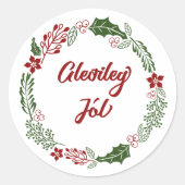IJsland kerstavond, Gleðileg jól Ronde Sticker (Voorkant)