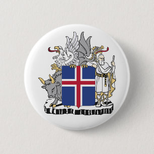 IJsland land wapen wapenschild symbool embleem vla Ronde Button 5,7 Cm