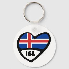 IJsland - landencode vlag - hartkeyring, ISL Sleutelhanger