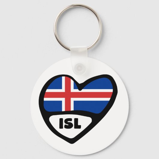 IJsland - landencode vlag - hartkeyring, ISL Sleutelhanger (Voorkant)