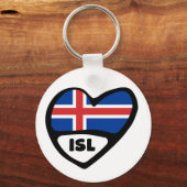 IJsland - landencode vlag - hartkeyring, ISL Sleutelhanger (Voorkant)