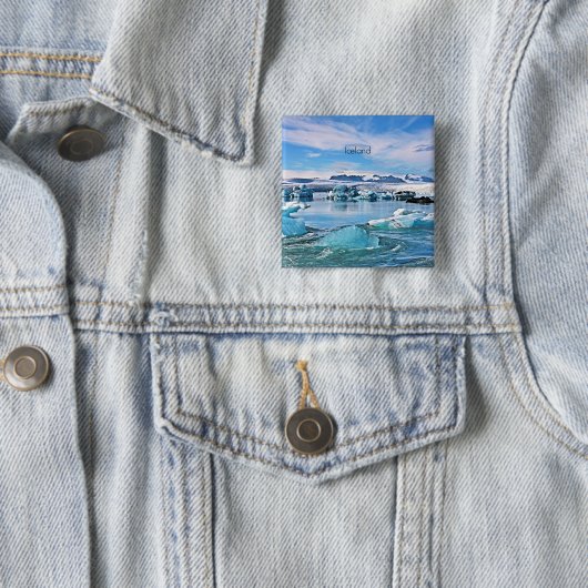 IJsland landschapsfoto Vierkante Button 5,1 Cm (In situ)