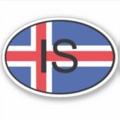 IJSLAND Landzegel Sticker Ronde (Voorkant)