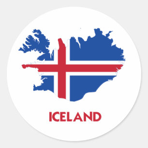IJSLAND MAP RONDE STICKER