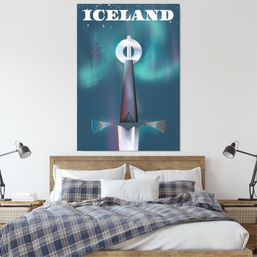 IJsland middeleval Sword Canvas Afdruk (Insitu (Slaapkamer))