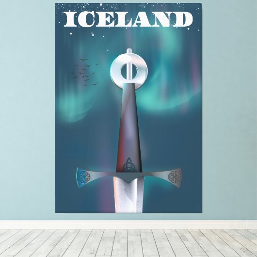 IJsland middeleval Sword Canvas Afdruk (Insitu (Houten vloer))