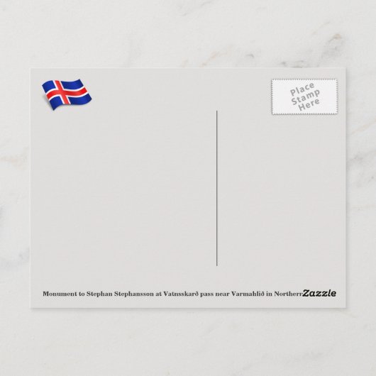 IJsland, Monument Stephan Stephansson, Vatnsskard Briefkaart (Achterkant)