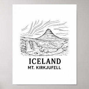 IJsland Mt Kirkjufell Wandelen Aurora Borealis Sou Poster