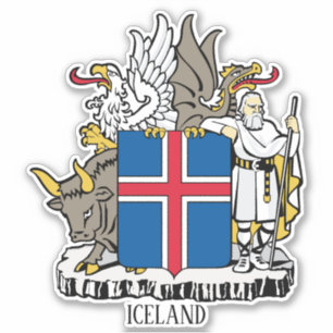 IJsland Nationale Wapenmunt Sticker
