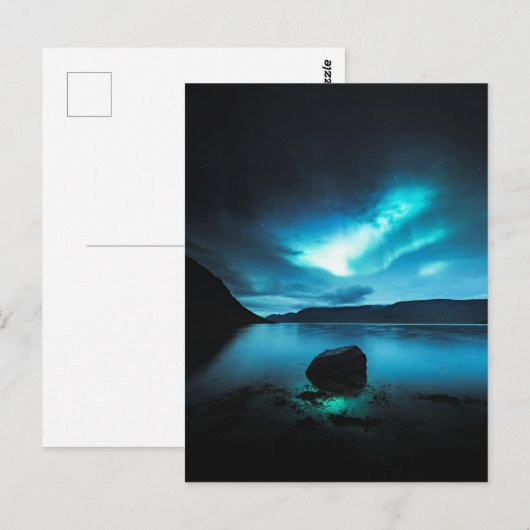 IJsland - Noorderlicht bij de Westfjorden, IJsland Briefkaart (Voorkant / Achterkant)