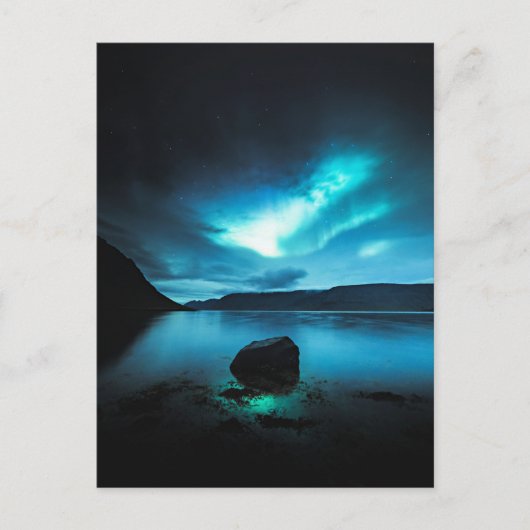IJsland - Noorderlicht bij Westfjorden, Briefkaart (Voorkant)