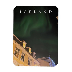 IJsland Noorderlicht boven Reykjavik magneet