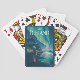 IJsland Noorderlicht Illustratie Reis Kunst Vi Pokerkaarten