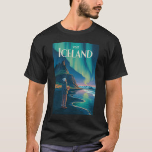 IJsland Noorderlicht Illustratie Reis Kunst Vi T-shirt