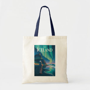 IJsland Noorderlicht Illustratie Reis Kunst Vi Tote Bag