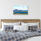 IJsland-ochtendkapje met boerderijen in een fjord Canvas Afdruk (Insitu (Slaapkamer))