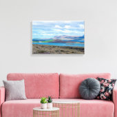 IJsland-ochtendkapje met boerderijen in een fjord Canvas Afdruk (Insitu (Woonkamer))