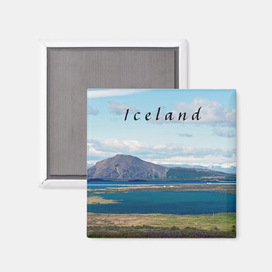 IJsland-ochtendkapje met boerderijen in een fjord Magneet (Voorkant / Achterkant)