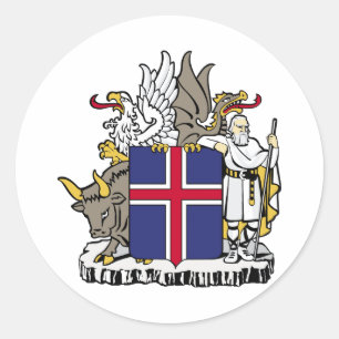IJsland - Officieel wapenschild, heraldry-symbool Ronde Sticker