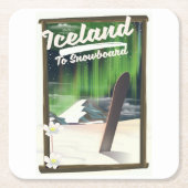 IJsland om te snowboarden Kartonnen Onderzetters (Voorkant)