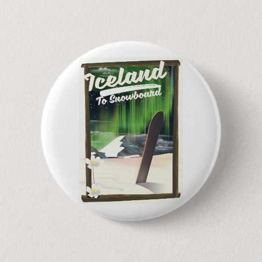 IJsland om te snowboarden Ronde Button 5,7 Cm (Voorkant)