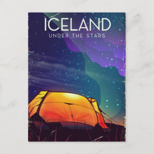 IJsland 'onder de sterren' vintage reisposter Briefkaart