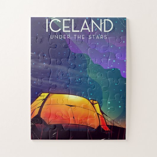 IJsland 'onder de sterren' vintage reisposter Legpuzzel (Verticaal)