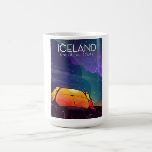 IJsland 'onder de sterren' vintage reisposter Magische Mok