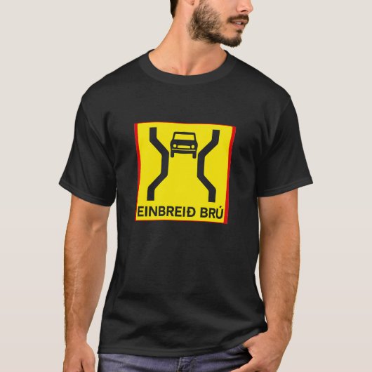 IJsland One Lane Bridge Sign - Grappig T-shirt (Voorkant)