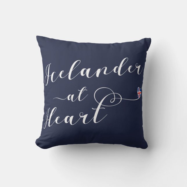 IJsland op Heart Throw Cushion, IJsland Kussen (Voorkant)