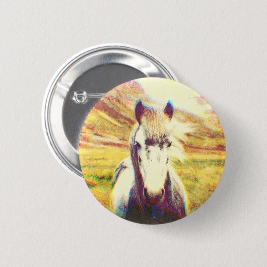 IJsland Paard Digitale Kunst Ronde Button 5,7 Cm (Voorkant /achterkant)