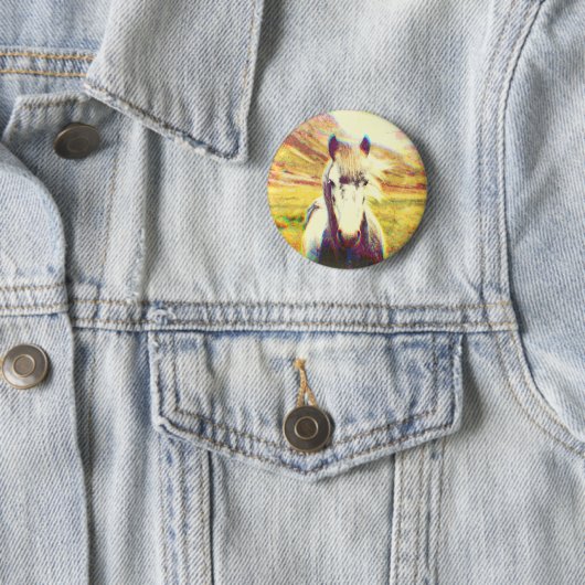 IJsland Paard Digitale Kunst Ronde Button 5,7 Cm (In situ)