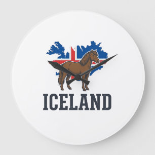 IJsland Paard Vintage Vlag Vector Shirt Ontwerp_1 Grote Klok