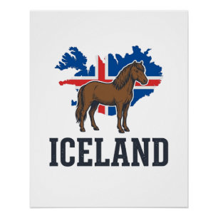 IJsland Paard Vintage Vlag Vector Shirt Ontwerp_1 Perfect Poster