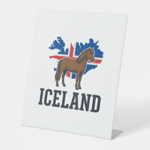 IJsland Paard Vintage Vlag Vector Shirt Ontwerp_1 Reclamebord Met Voetstuk