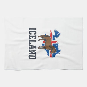 IJsland Paard Vintage Vlag Vector Shirt Ontwerp_1 Theedoek