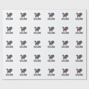 IJsland Paard Vintage Vlag Vector T-shirt Ontwerp_ Cadeaupapier