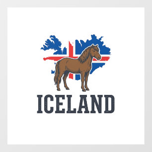 IJsland Paard Vintage Vlag Vector T-shirt Ontwerp_ Raamsticker