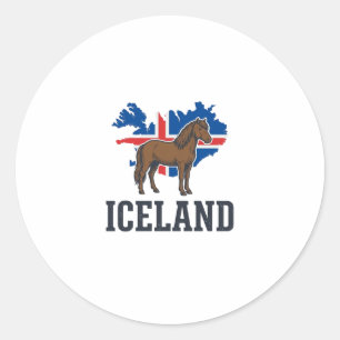 IJsland Paard Vintage Vlag Vector T-shirt Ontwerp_ Ronde Sticker