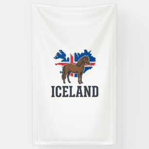 IJsland Paard Vintage Vlag Vector T-shirt Ontwerp_ Spandoek