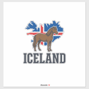 IJsland Paard Vintage Vlag Vector T-shirt Ontwerp_ Sticker