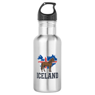 IJsland Paard Vintage Vlag Vector T-shirt Ontwerp_ Waterfles