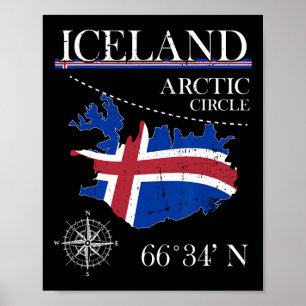 IJsland - Poolcirkel - Polaire Noord Eiland IJslan Poster