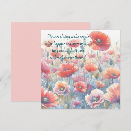 IJsland Poppies & Quote Kaart (Voorkant / Achterkant)