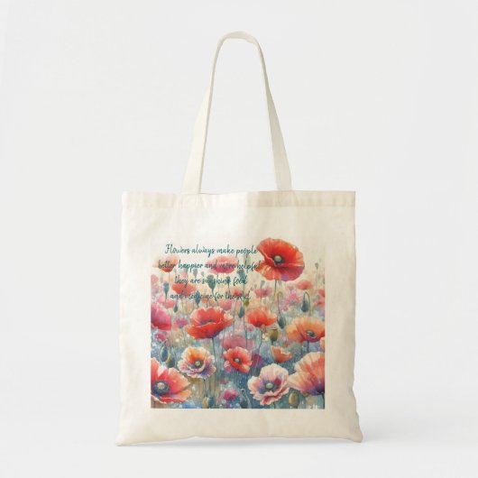 IJsland Poppies & Quote Tote Bag (Voorkant)