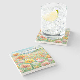 IJsland Poppy Field & Quote Stenen Onderzetter