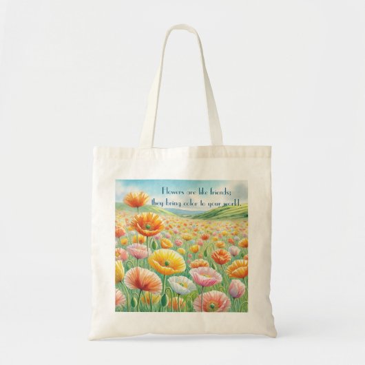IJsland Poppy Field & Quote Tote Bag (Voorkant)