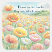 IJsland Poppy Field & Quote Vierkante Sticker (Voorkant)