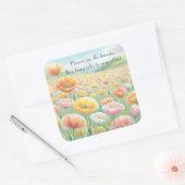 IJsland Poppy Field & Quote Vierkante Sticker (Envelop)