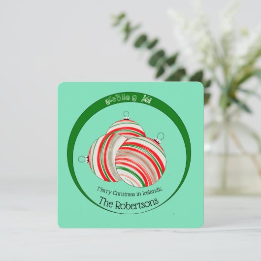 IJsland Prettig kerstfeest Feestdagenkaart (Staand voorkant)
